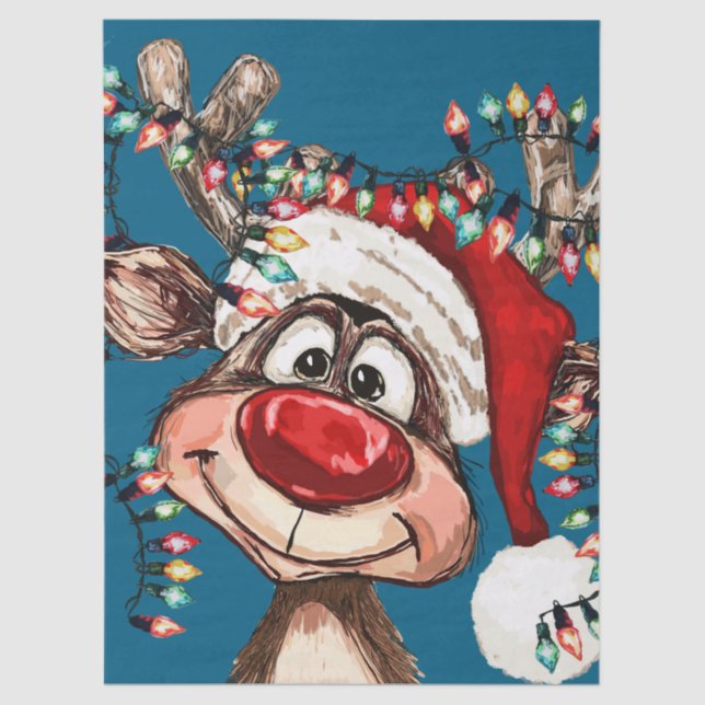 Papier Mousseline Festive Reindeer Christmas Shower Curtain (Recto)