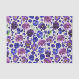 Papier Mousseline Festivité moderne des Pansies violettes et bleues