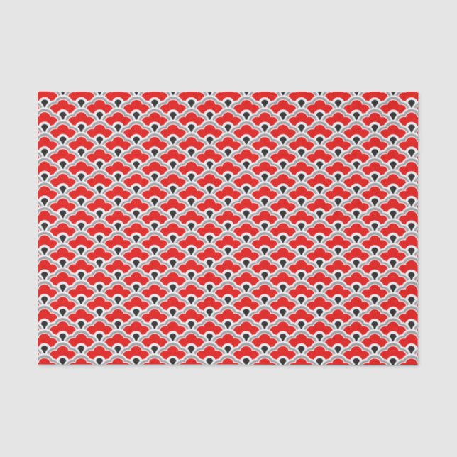 Papier Mousseline Festons chinois de Deco, rouge, gris, noir et (Recto)