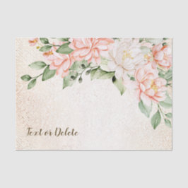 Papier Mousseline Fête Aquarelle Fleurs Blanches et Pêches Élégantes