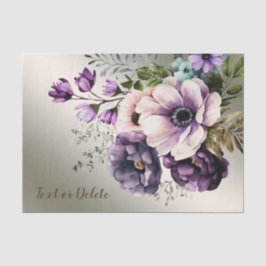 Papier Mousseline Fête Aquarelle Fleurs Violettes Roses Or Élégant