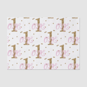 Papier Mousseline Fête d'anniversaire 1 an Confetti Pailletés Rose e