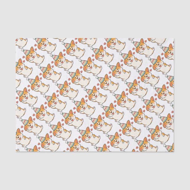 Papier Mousseline Fête d'anniversaire de corgi (Recto)