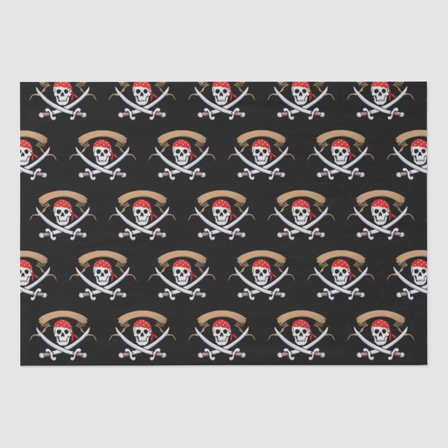 Papier Mousseline Fête d'anniversaire de Jolly roger pirate (Recto)