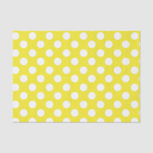 Papier Mousseline Fête d'anniversaire jaune soleil et pois blancs