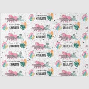 Papier Mousseline Fête d'anniversaire sauvage Jungle Animaux Anniver