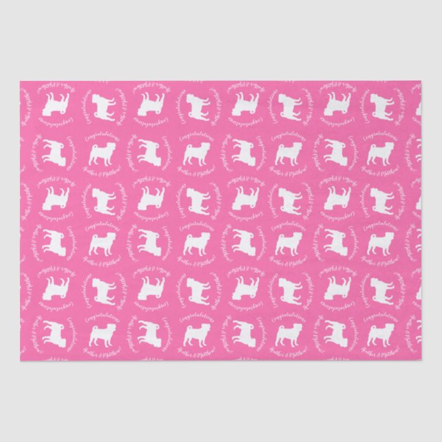 Papier Mousseline Fête de la fête du chien Carlin rose (Recto)