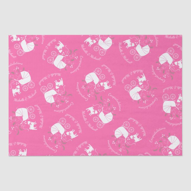 Papier Mousseline Fête de la fête du chien Carlin rose (Recto)
