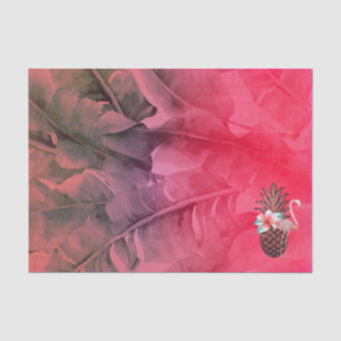 Papier Mousseline Fête de luau au pineapple tropical rose pailleté