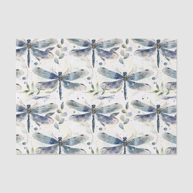 Papier Mousseline Fête de Mariage Blue Dragonflies (Recto)