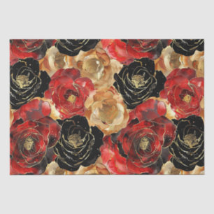 Papier Mousseline Fête de mariage Floral Noir Or 