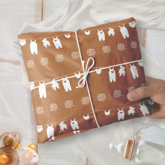 Papier Mousseline Fête de Naissance Bohème Minimaliste Orange Brûlé