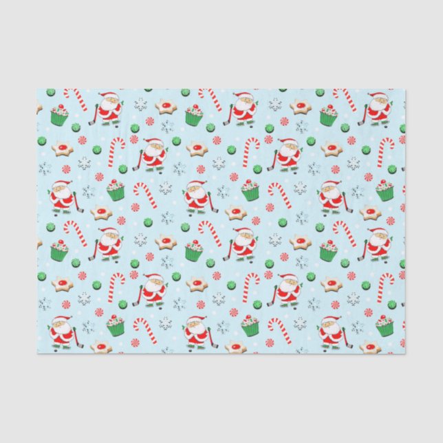 Papier Mousseline Fête de Noël de Hockey (Recto)