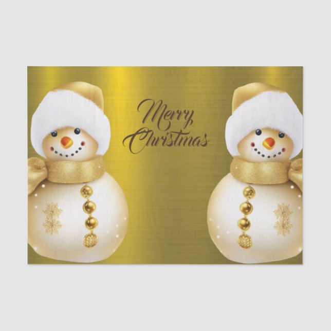 Papier Mousseline Fête de Noël Golden Snowman (Recto)