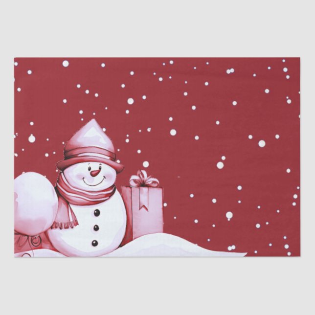 Papier Mousseline Fête de Noël Red Snowman (Recto)
