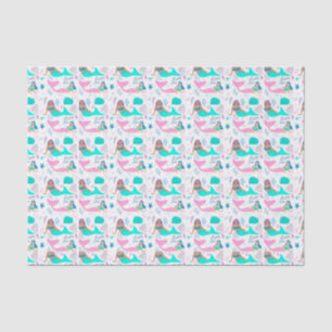 Papier Mousseline fête des amoureux de sirènes carrelées