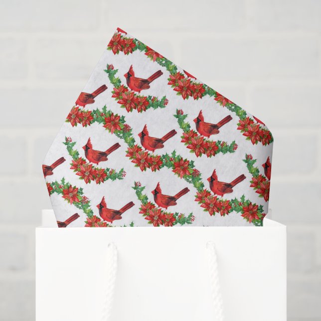 Papier Mousseline fête des cardinaux de Noël (Sac cadeau)