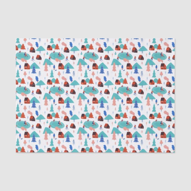 Papier Mousseline Fête des neiges bleues Noël hiver (Recto)