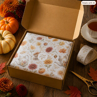 Papier Mousseline Fête Florale de Thé Motif Automnal Citrouille