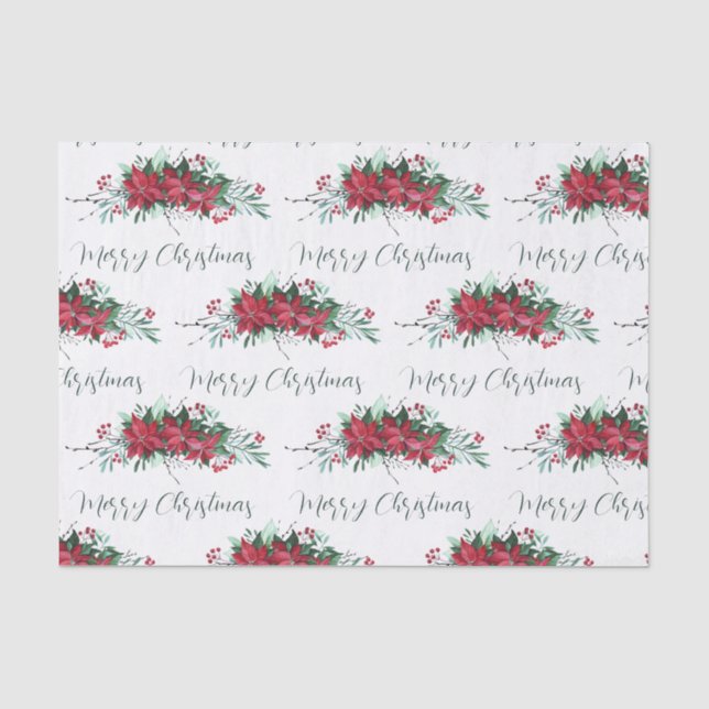 Papier Mousseline Fête Florale Poinsettia Noël (Recto)