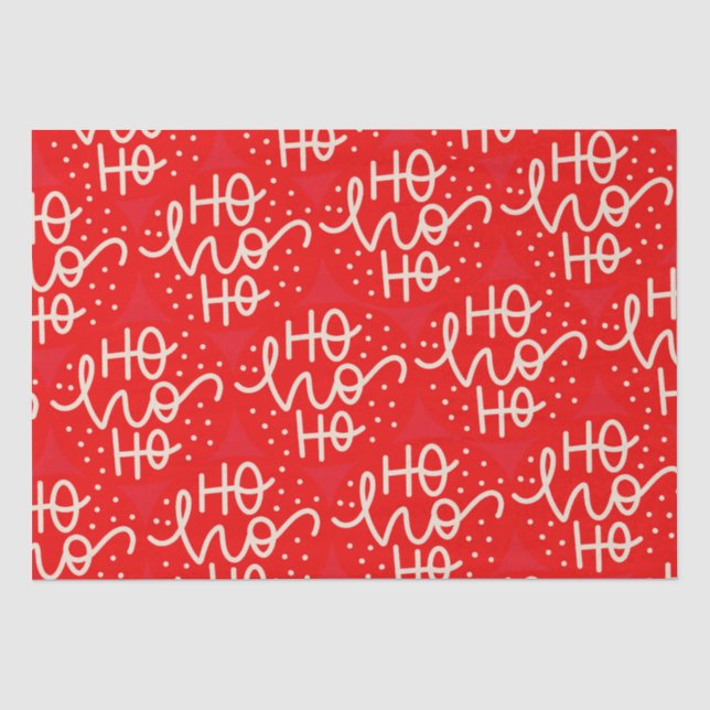 Papier Mousseline Fête rouge Ho Ho Ho Noël Vacances Enveloppement Pa (Recto)
