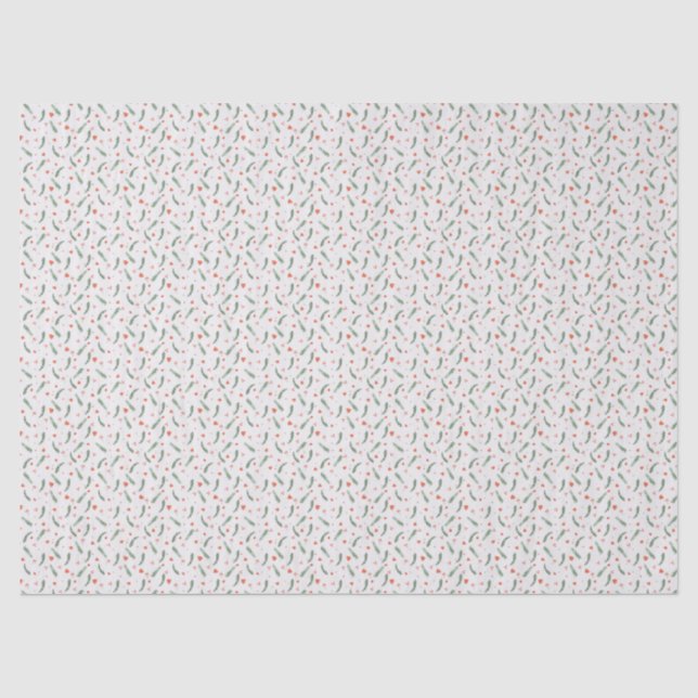 Papier Mousseline Fêtes à feuillage persistant et rouges (Recto)