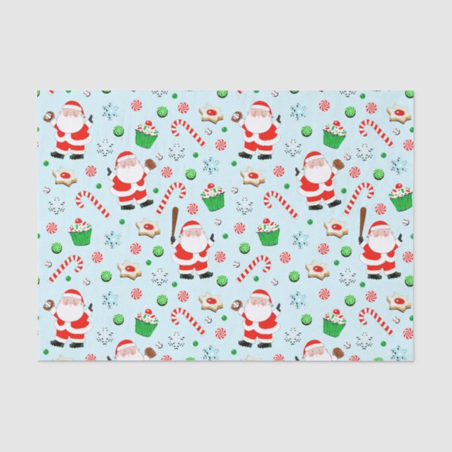 Papier Mousseline Fêtes de Noël de baseball (Recto)