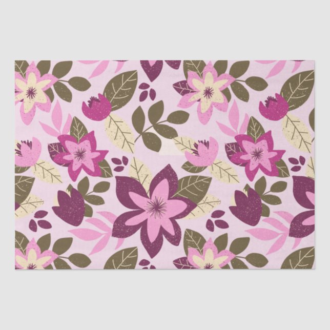 Papier Mousseline Fêtes florales roses de Noël (Recto)