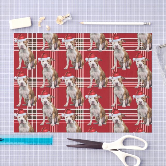 Papier Mousseline Fêtes Stafforshire Chien Rouge Plaid Noël (Artisanat)