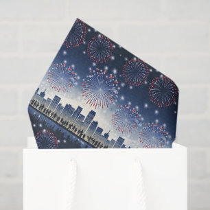 Papier Mousseline Feu d'artifice du 4 juillet sur la skyline 1776–20