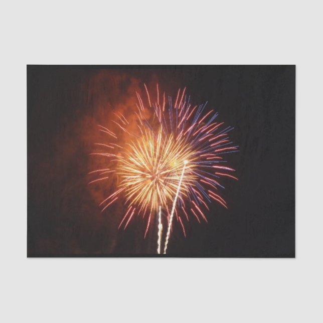 Papier Mousseline Feu d'artifice rouge, blanc et bleu I Patriotique (Recto)