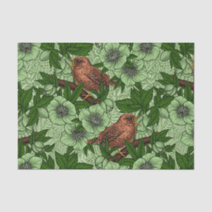 Papier Mousseline Feu et hellebore, vert clair