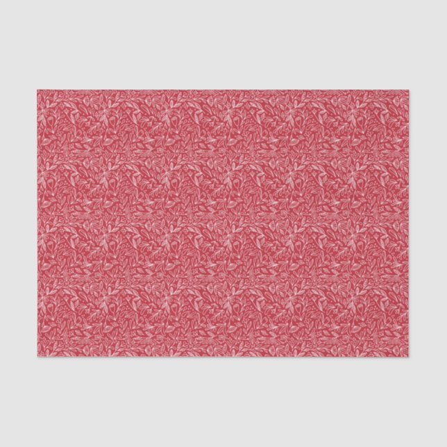 Papier Mousseline Feuillage blanc et rouge esquissé/conception flora (Recto)