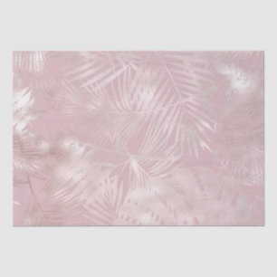 Papier Mousseline feuillage tropical broussailleux rose or faux feui