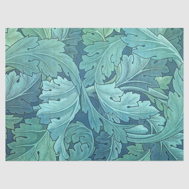 Papier Mousseline Feuille Acanthus Bleue (Recto)