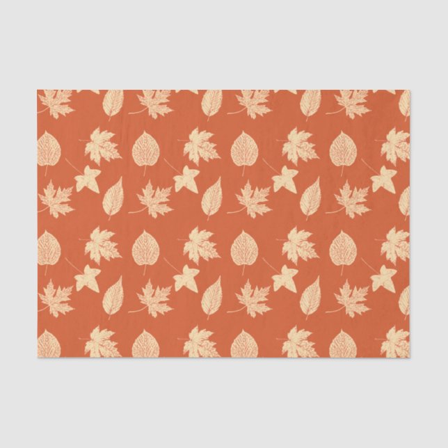 Papier Mousseline Feuille d'automne - mandarine (Recto)
