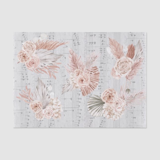 Papier Mousseline feuille de musique herbacée (Recto)
