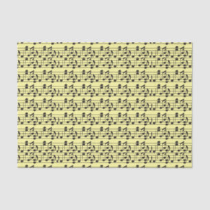 Papier Mousseline Feuille de musique jaune et noir