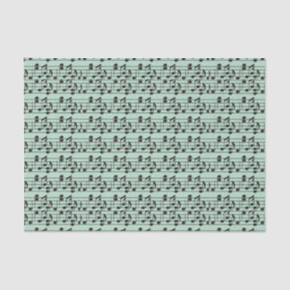 Papier Mousseline Feuille de musique verte et noire