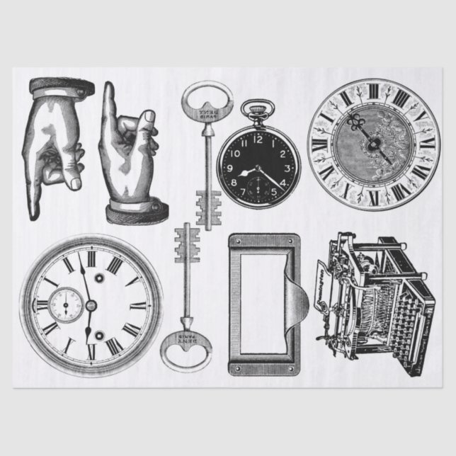 Papier Mousseline Feuille d'éléments de Steampunk de journal (Recto)