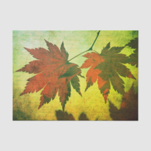 Papier Mousseline Feuille d'érable japonaise et script automne rouge