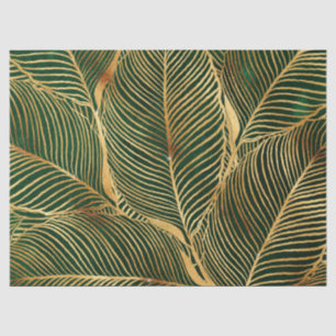 Papier Mousseline Feuille d'or Forêt verte Élégant Motif
