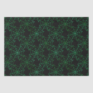 Papier Mousseline Feuille verte transparente et toiles d'araignées n