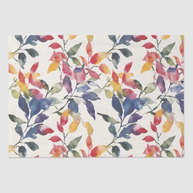 Papier Mousseline Feuilles aquarelle (Recto)
