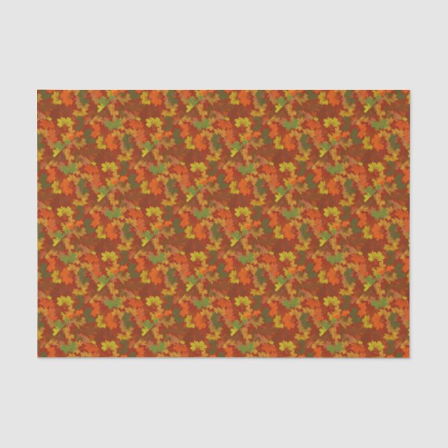 Papier Mousseline Feuilles automnales - Arrière - plan rouge (Recto)