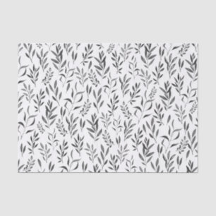 Papier Mousseline Feuilles botaniques à l'aquarelle noir et blanc