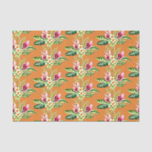 Papier Mousseline Feuilles Botaniques Tropicales Hibiscus Toute Coul