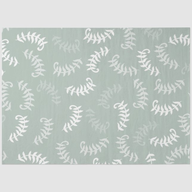 Papier Mousseline Feuilles botaniques verts turquoises (Recto)