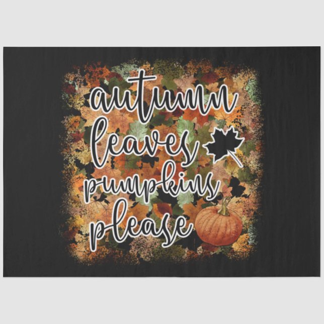 Papier Mousseline Feuilles Citrouilles d'automne modernes (Recto)