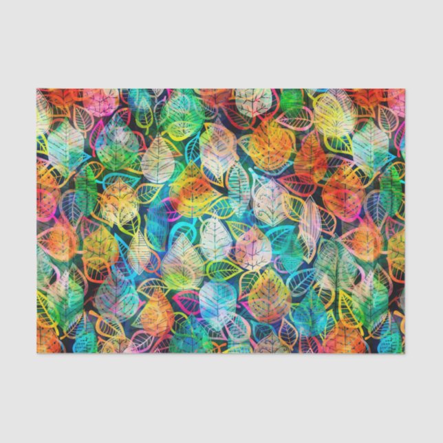 Papier Mousseline Feuilles colorées (Recto)